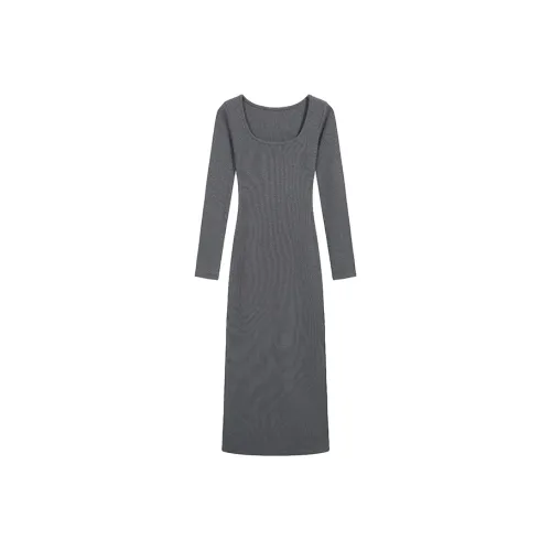 ABBY GODDESS Длинное платье с длинными рукавами женское серого цвета