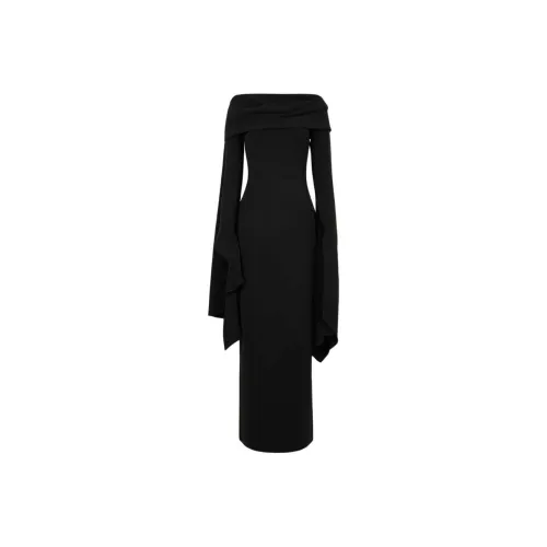 SOLACE LONDON FW24 Длинное платье с длинными рукавами женское черное