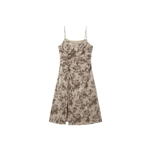 PEACEBIRD Slip Платье Женское Коричневый Узор