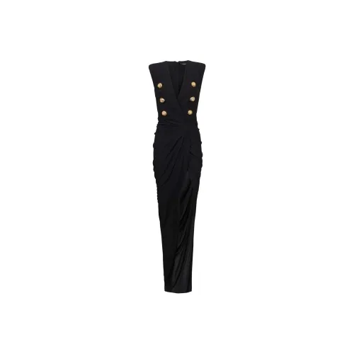 BALMAIN Черное женское платье без рукавов