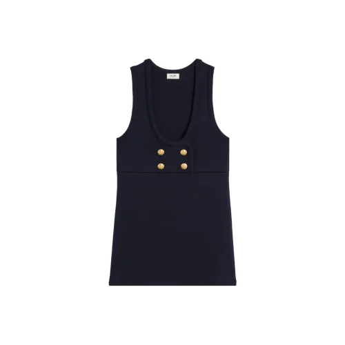 CELINE SS24 Sleeveless Dress Women's Navy Blue CELINE SS24 Без рукавов Платье Женское Морской Синий