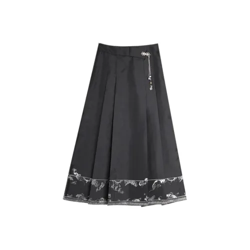 SETIROM Повседневный Длинный Юбка Женская Черная