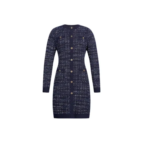 KARL LAGERFELD Длинное платье с длинными рукавами женское синее