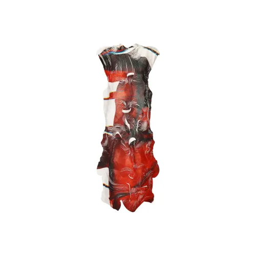 ISSEY MIYAKE FW24 Без рукавов Платье Женское Красное