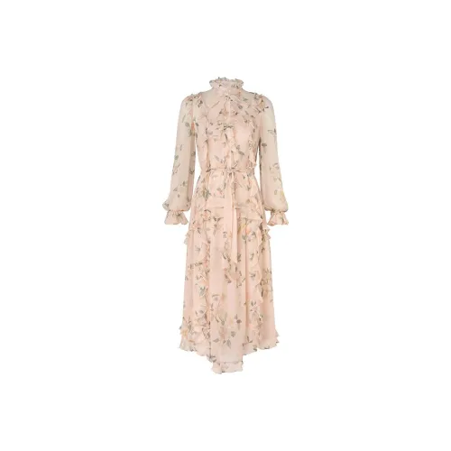 Zimmermann Коралловый Женские Длинные Платья с Рукавами