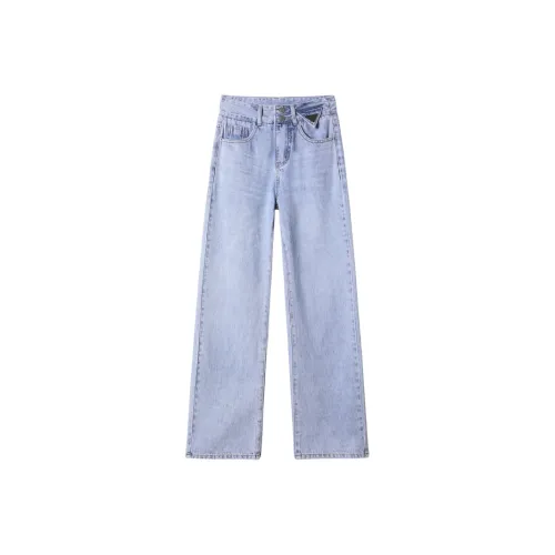 FAWENXIANGZI Джинсы Женские Светло-Синий