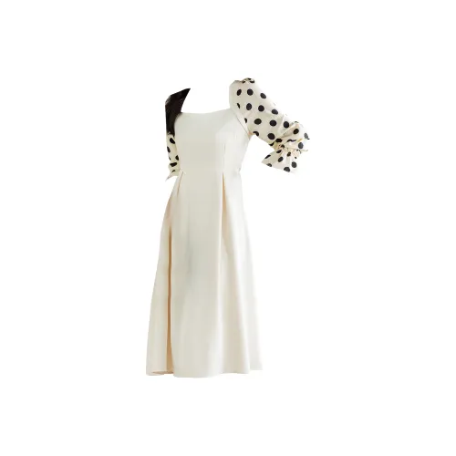 CARBAMMI Длинное платье с длинными рукавами женское абрикосового цвета