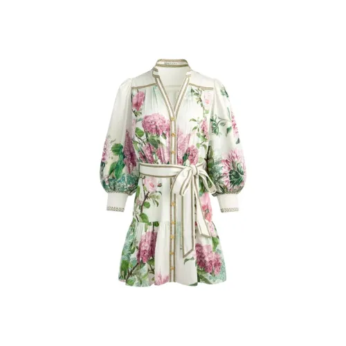 ALICE+OLIVIA Длинное платье с длинными рукавами женское многоцветное