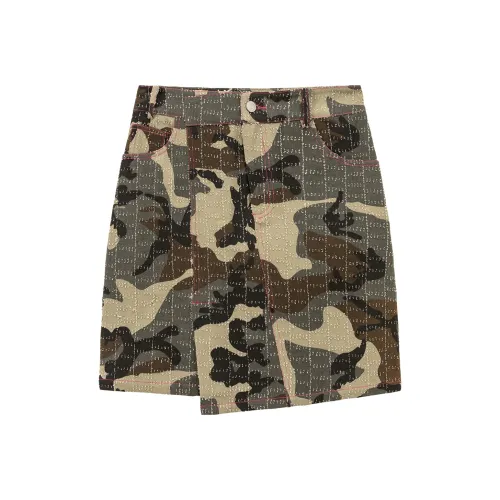 CHUU Повседневные короткие юбки женские зеленого камуфляжа