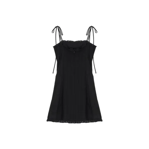 NOT YOUR ROSE Кружево Рюши Мини Платье Slip Платье Женское Черное