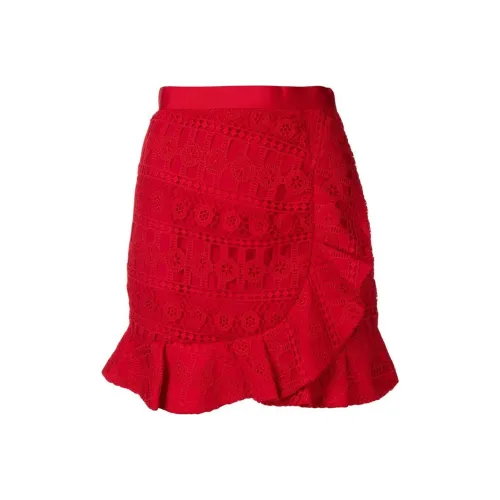 Self Портрет Красный Женские Повседневные Короткие Юбки
