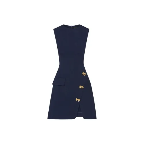 Oscar De La Renta SS24 Без рукавов Платье Женское Морской синий