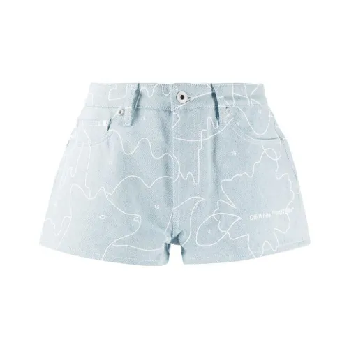 Off Белый светло-голубой Женские джинсовые шорты