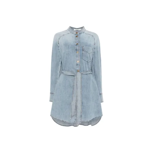 Zimmermann SS25 Длинное Платье с Длинными Рукавами Женское Светло-Синий