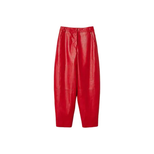 TWINSET Milano Кожаные брюки женские красные