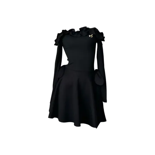 Incolore Длинное платье с длинными рукавами женское черное