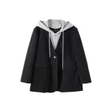 Классическое черное пальто из вельвета