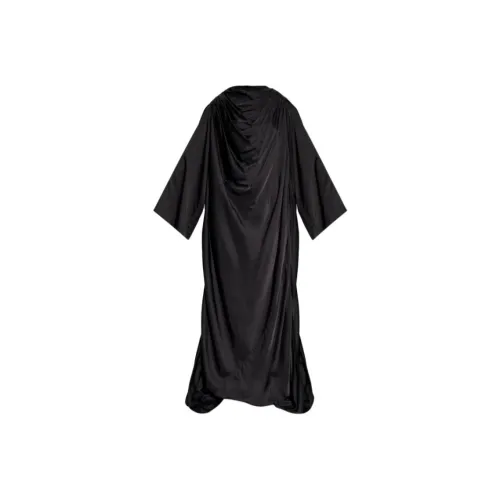 RICK OWENS Черное Женское Длинное Платье с Рукавами