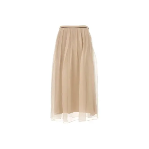 BRUNELLO CUCINELLI SS24 Повседневная длинная юбка женская бежевый