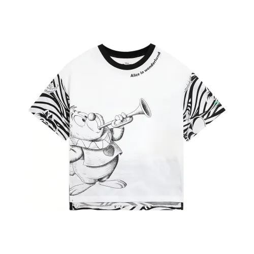 LINING YOUNG Disney Alice Collection Стандартный белый Зебра IS Printed По всему дизайну Школьный возраст Рубашка T