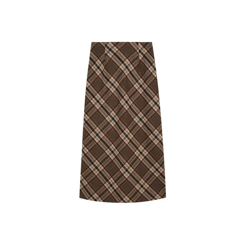 Ice cream and whale Коричневый Длина платья по центру Женские Повседневные длинные юбки