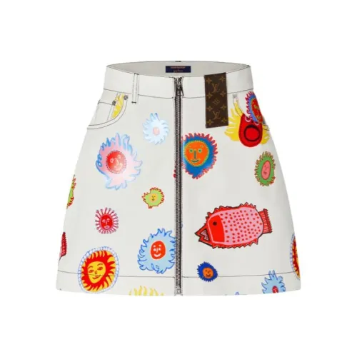 LOUIS VUITTON Белая Женская Повседневная Короткая Юбка