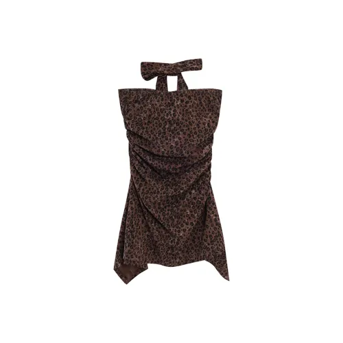 MO VOICE Без рукавов Платье Женское с леопардовым принтом Платье без бретелек