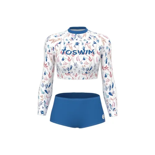 TOSWIM Летний двухкомпонентный купальник женский свежий синий цветочный