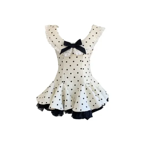 MISTVB Без рукавов Платье Женское с гороховым узором