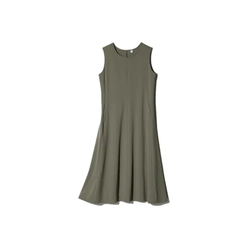 UNIQLO Без рукавов Платье Женское Оливкового цвета