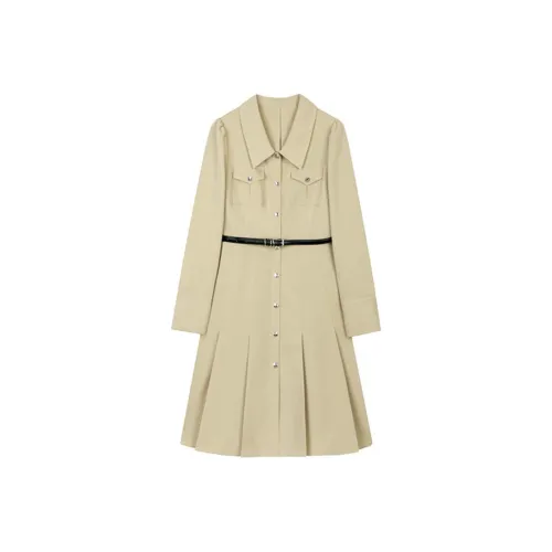 SHIRAN Длинное платье с длинными рукавами женское медовый цвет травяной желтый