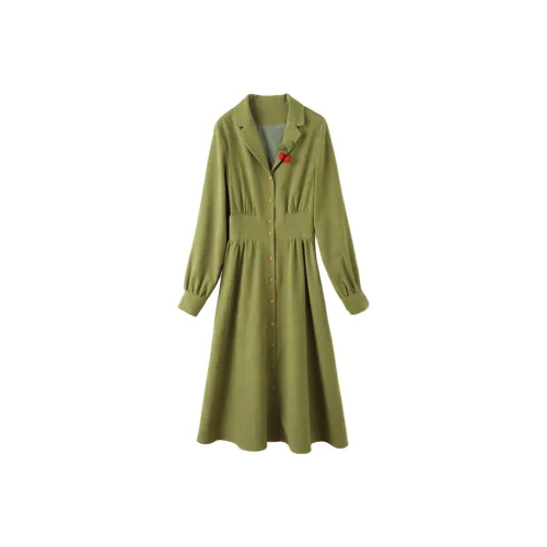 ANNECHEN Длинное платье с длинными рукавами женское цвет Grasshopper Green