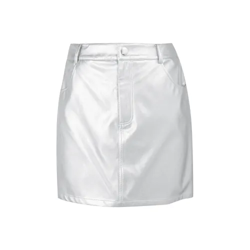 3COLOUR Серебряные Женские Повседневные Короткие Юбки