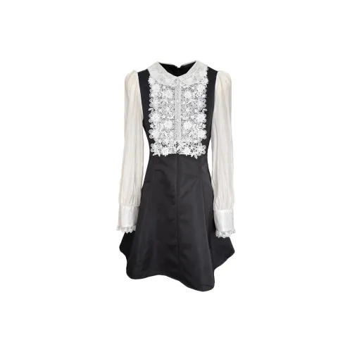 CPAURA Длинное платье с длинными рукавами женское черное и белое