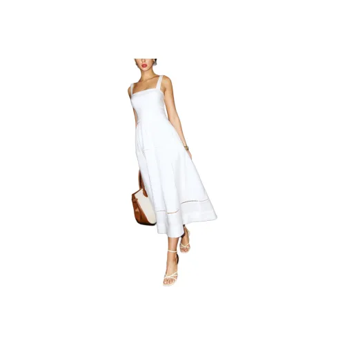 REFORMATION Everett Linen Dress Slip Dress Women's White