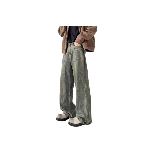 UOOHE Грязно-желтые унисекс джинсы