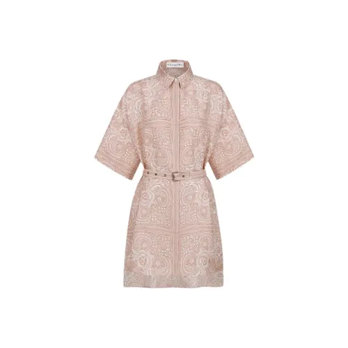 DIOR Длинное платье с длинными рукавами женское розовое