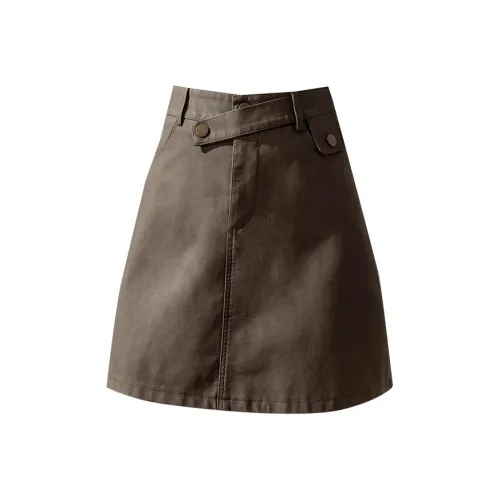 PASSCODIO Кожаные короткие юбки Женские Кофе