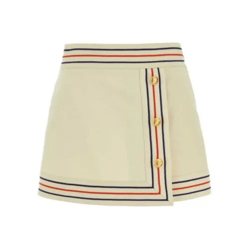 GUCCI Сливочный Женские Повседневные Короткие Юбки