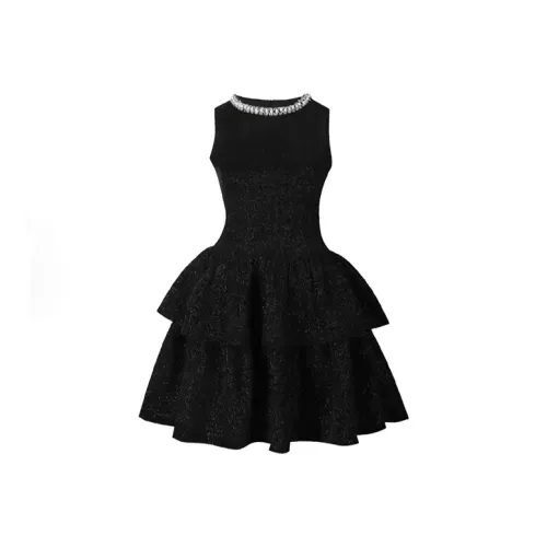 LWLG Черные Женские Платья без рукавов