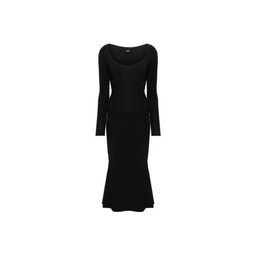 PINKO SS24 Длинное платье с длинным рукавом женское черное