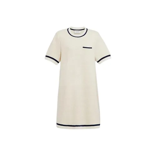 COACH SS24 Короткое платье с короткими рукавами цвет слоновая кость женское