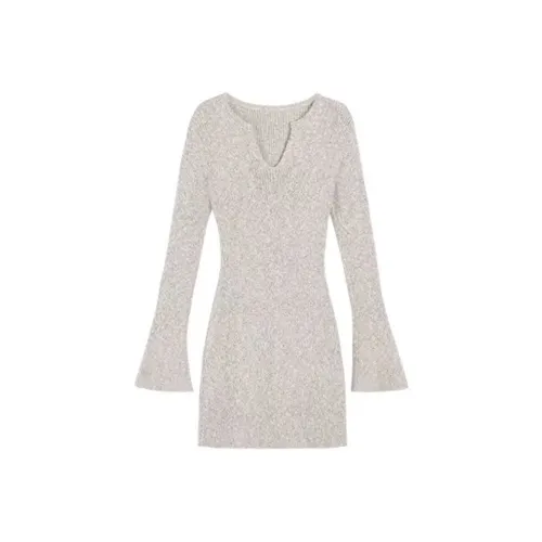 Yvetteclassic Длинное платье с длинными рукавами женское хаки