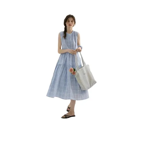 COHX Без рукавов Платье Женское Синее