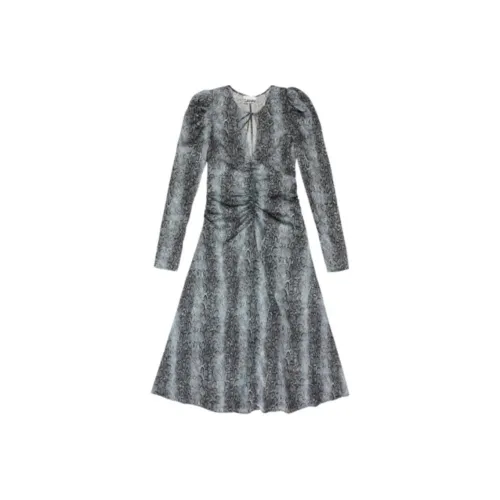 GANNI Длинное платье с длинными рукавами женское небесно-голубой