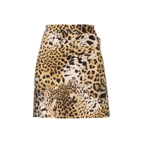 ROBERTO CAVALLI Желтая Женская Повседневная Короткая Юбка