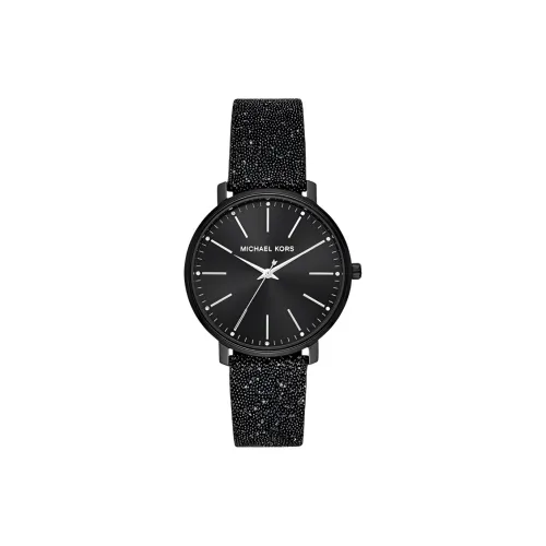 MICHAEL KORS Watch Кварцевый механизм Кожаный ремешок 38 мм Черный циферблат Унисекс