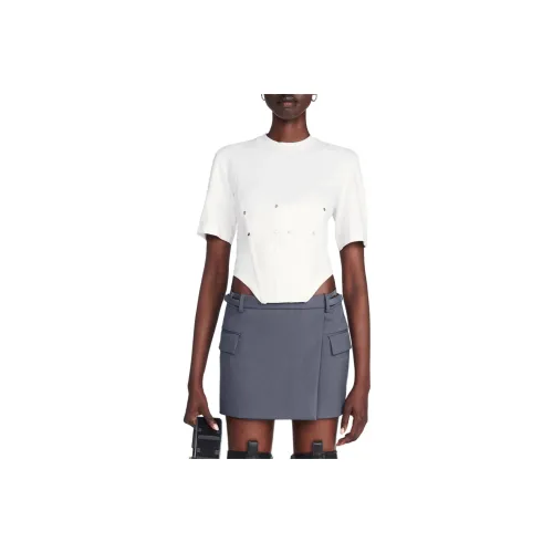 DION LEE SS24 LINGERIE Шерсть Мини Юбка Повседневная Короткая Юбка Женская Асфальт Асфальт