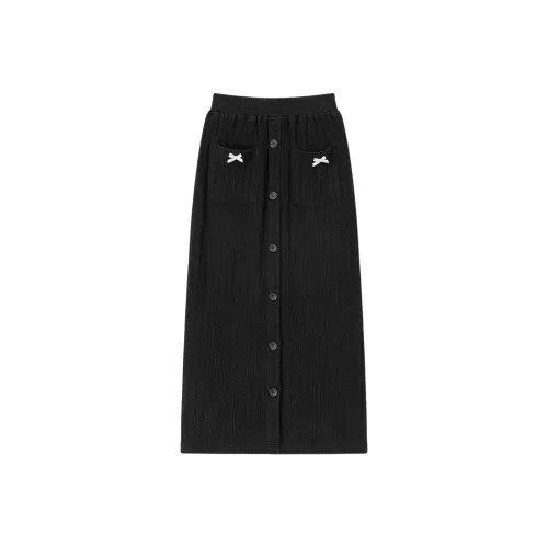 CHUU Черные Женские Повседневные Длинные Юбки