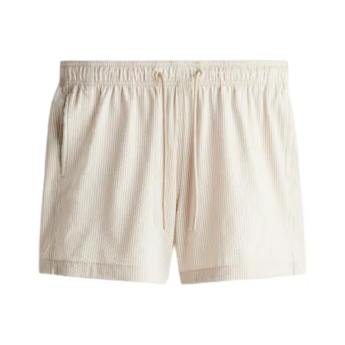 H M Light Beige White Men's Swimwear H M Светло-бежевый Белый Мужские Плавательные Шорты